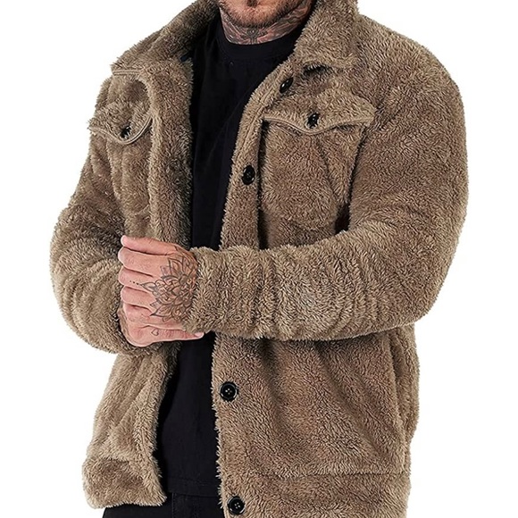 BRAND NEW MENS TRENDY FUZZY SHERPA JACKET - Picture 2 of 11